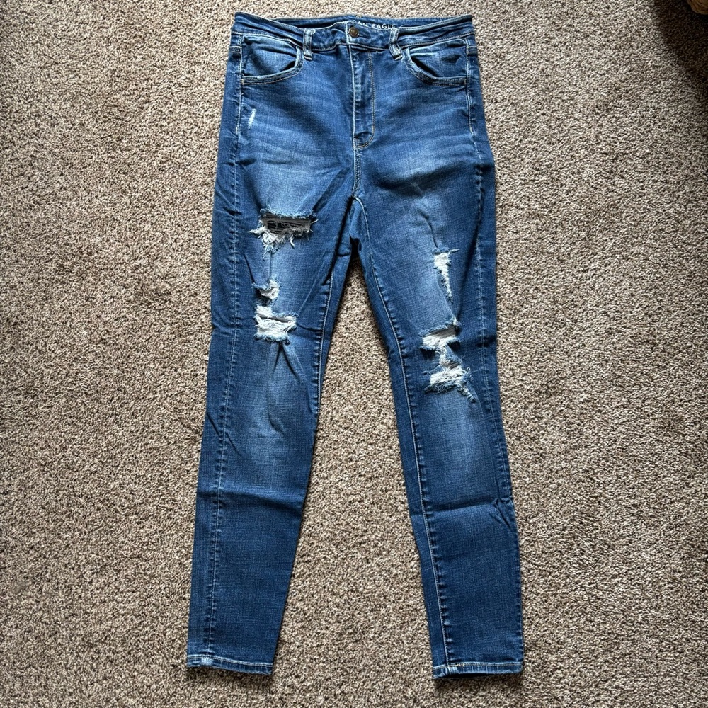 American Eagle Outfitters Ripped Blue Skinny Jeans